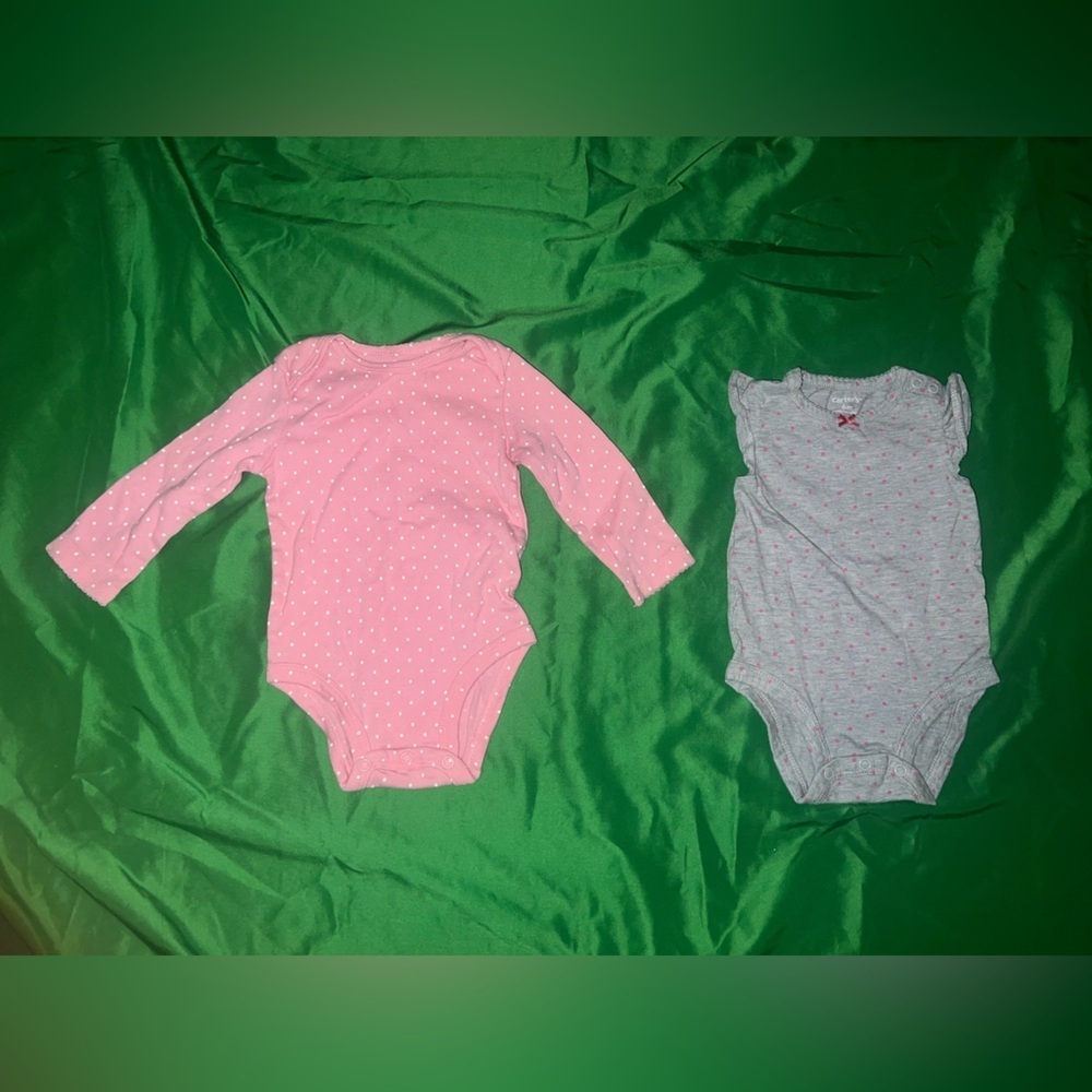 Carters Pink and Gray Polka Dot Kids Bodysuit Set